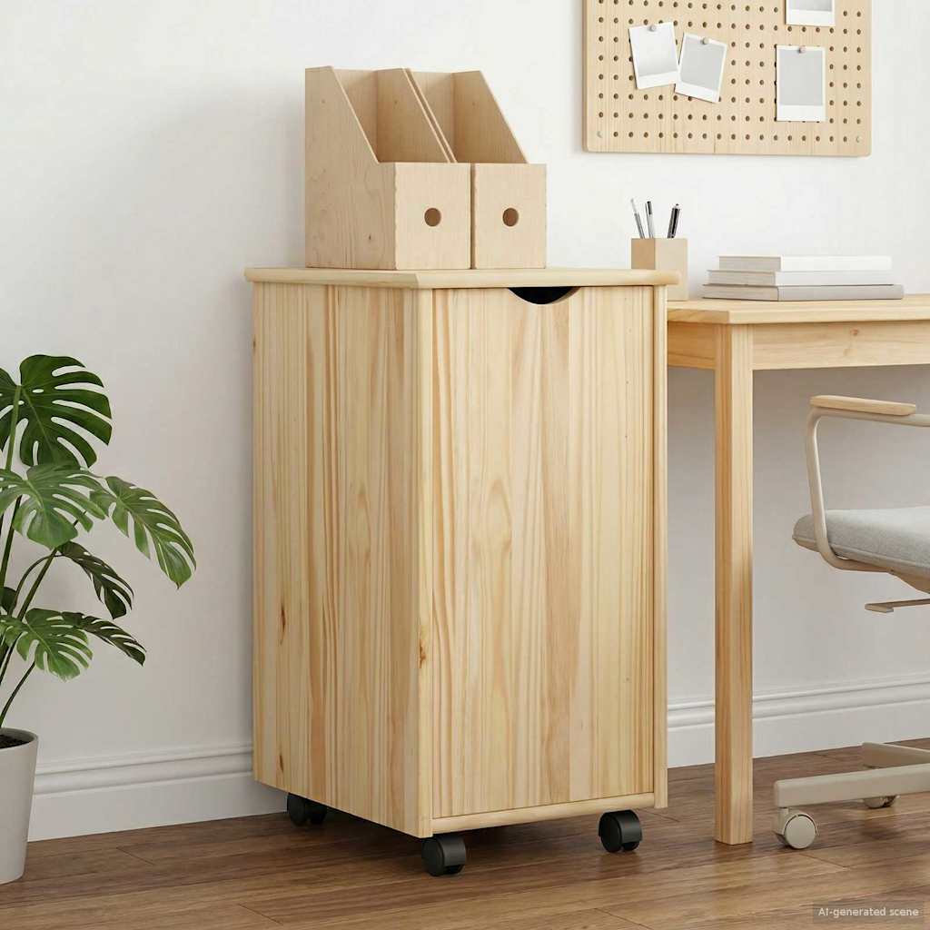 Rolling Kast met wiel Bruin 34 x 39 x 65,5 cm Massief Vurenhout