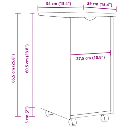 Rolling Kast met wiel Bruin 34 x 39 x 65,5 cm Massief Vurenhout