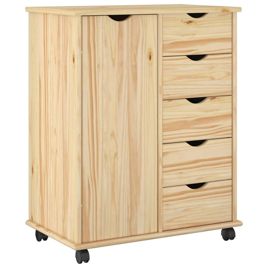 Rolling Kast met wiel Bruin 63,5 x 39 x 79 cm Massief Vurenhout
