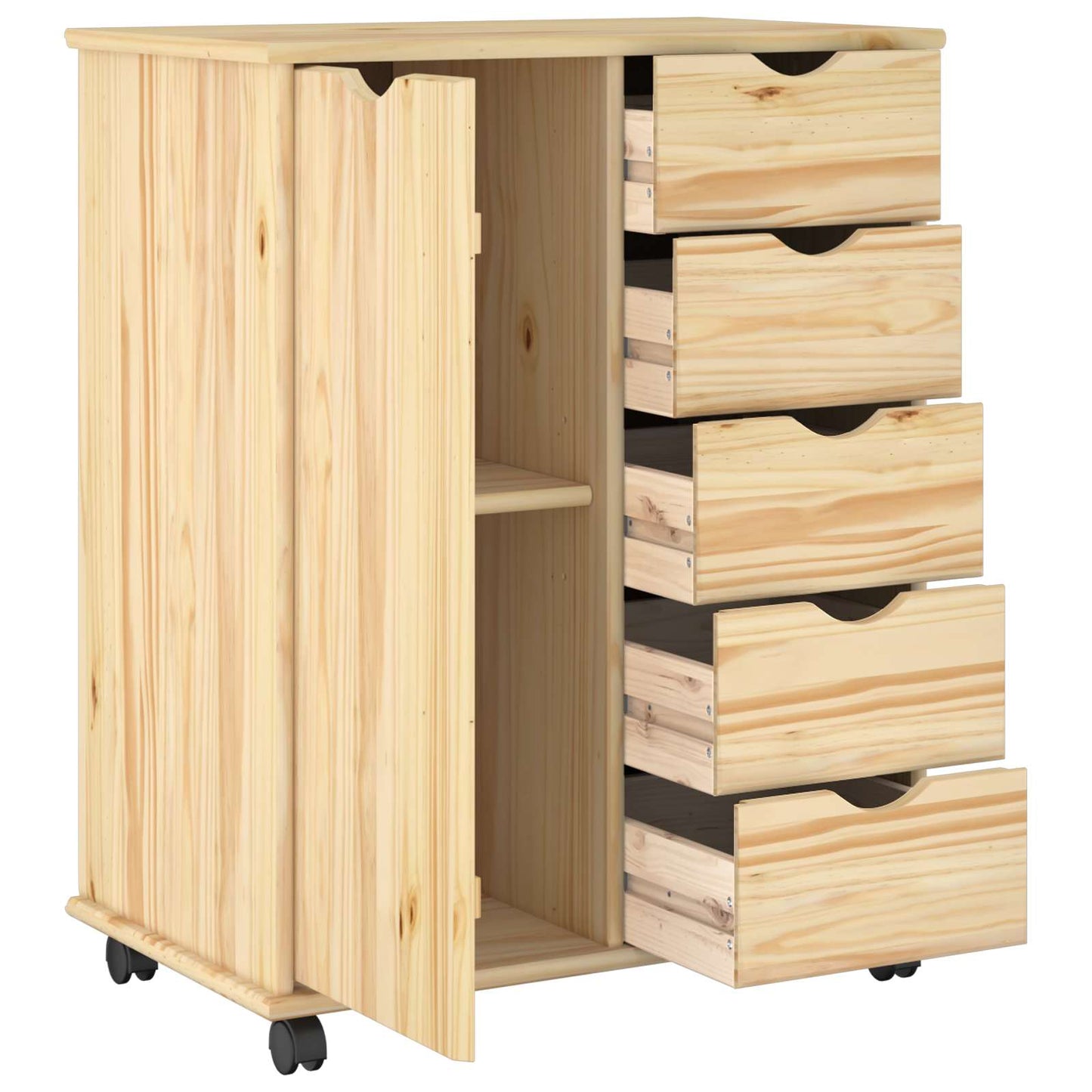 Rolling Kast met wiel Bruin 63,5 x 39 x 79 cm Massief Vurenhout