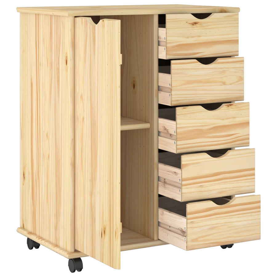 Rolling Kast met wiel Bruin 63,5 x 39 x 79 cm Massief Vurenhout