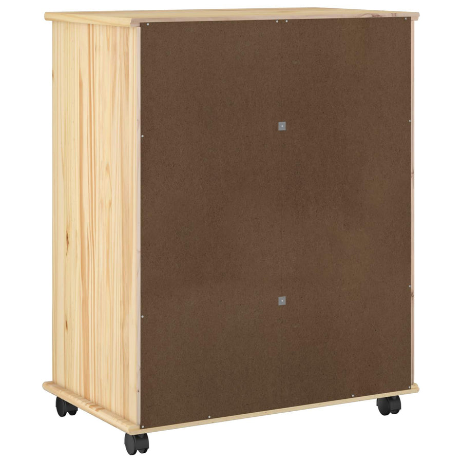 Rolling Kast met wiel Bruin 63,5 x 39 x 79 cm Massief Vurenhout