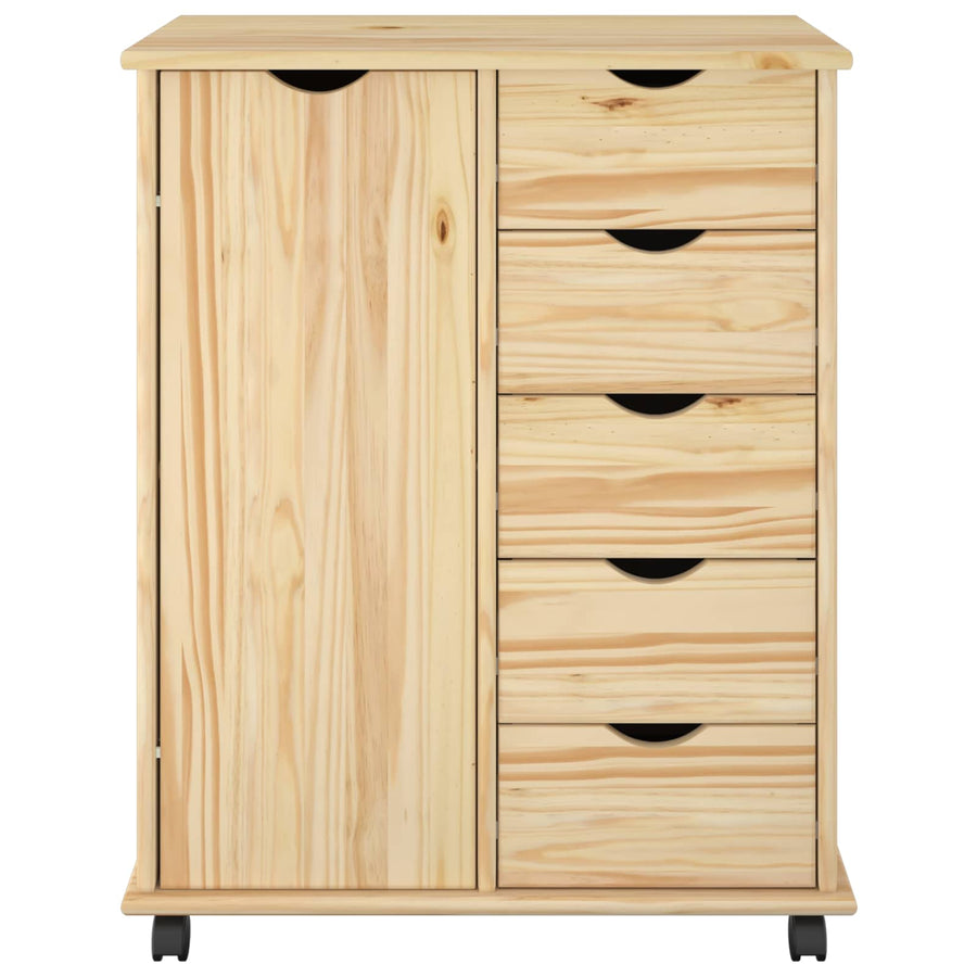 Rolling Kast met wiel Bruin 63,5 x 39 x 79 cm Massief Vurenhout