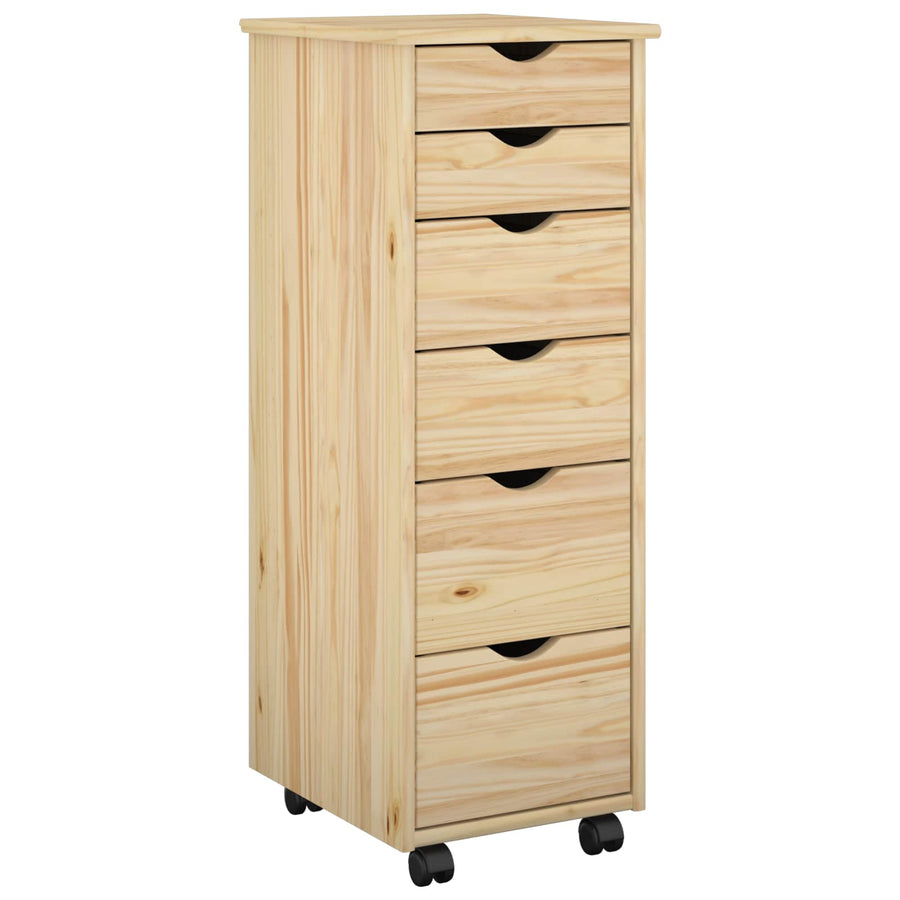 Rolling Kast met wiel Bruin 34 x 39 x 93,5 cm Massief Vurenhout