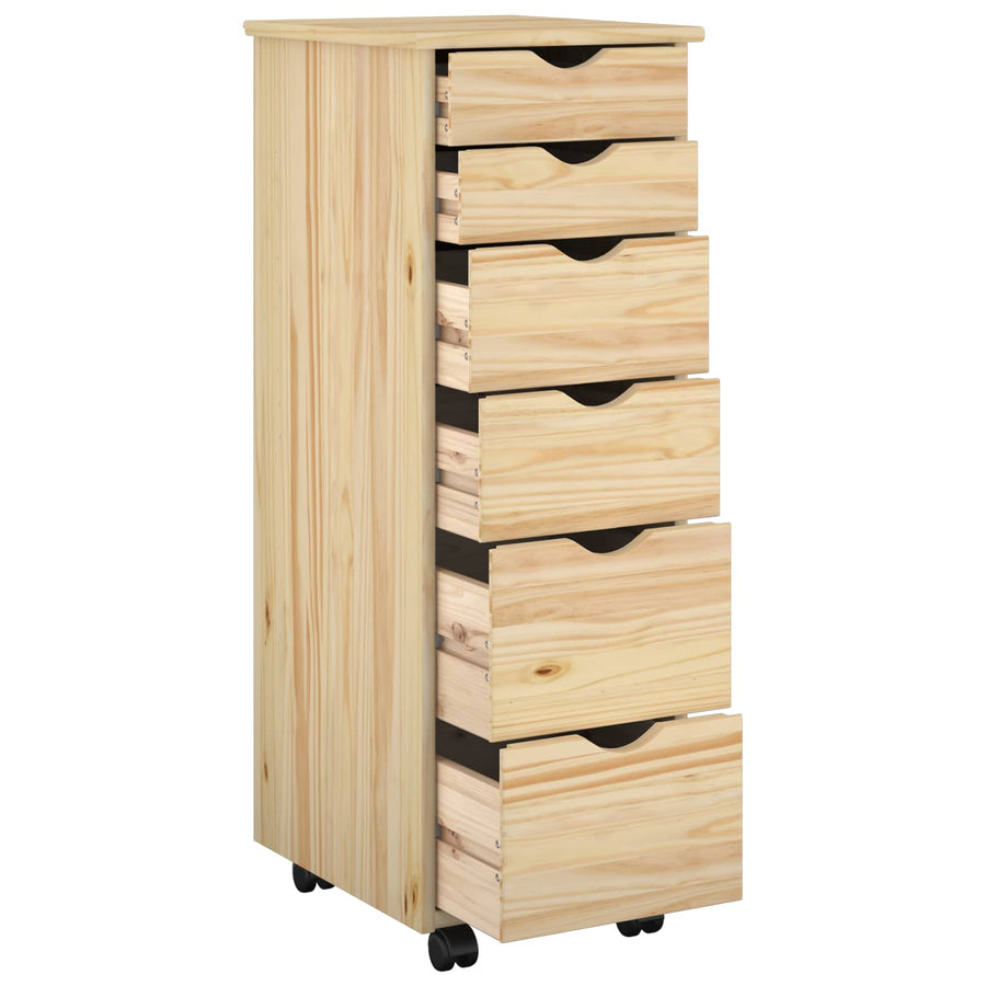 Rolling Kast met wiel Bruin 34 x 39 x 93,5 cm Massief Vurenhout