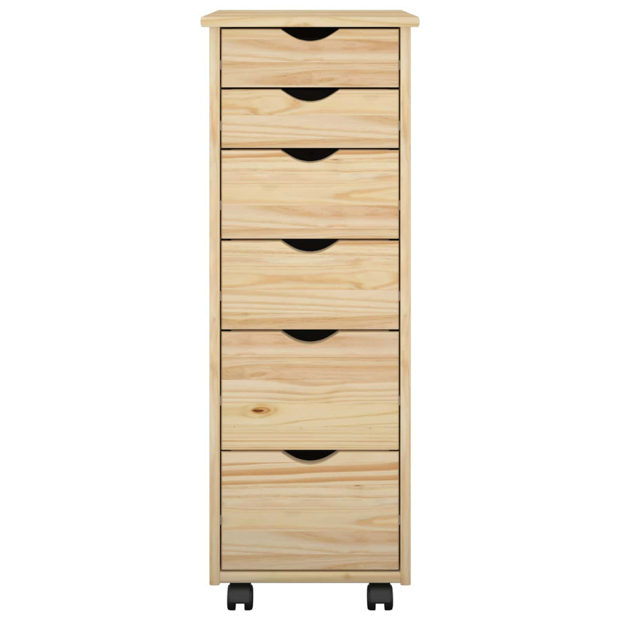 Rolling Kast met wiel Bruin 34 x 39 x 93,5 cm Massief Vurenhout