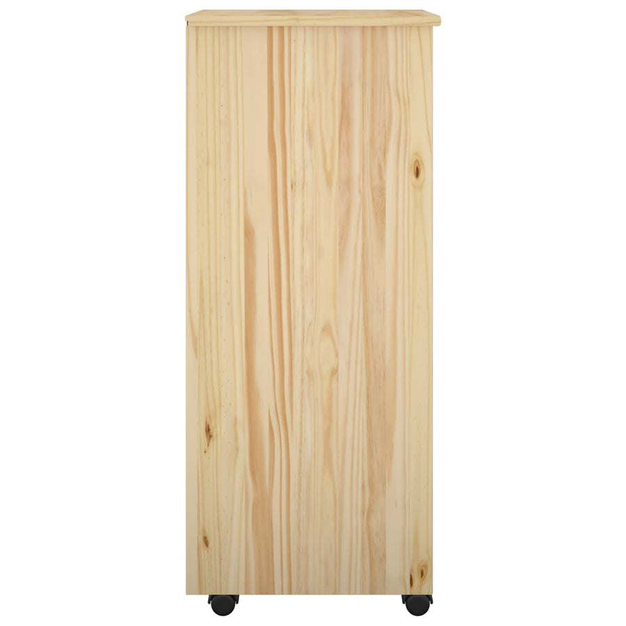 Rolling Kast met wiel Bruin 34 x 39 x 93,5 cm Massief Vurenhout
