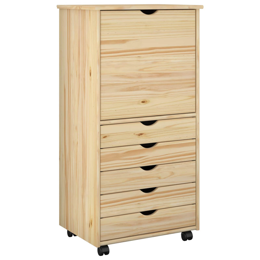 Rolling Kast met wiel Bruin 53 x 39 x 103 cm Massief Vurenhout