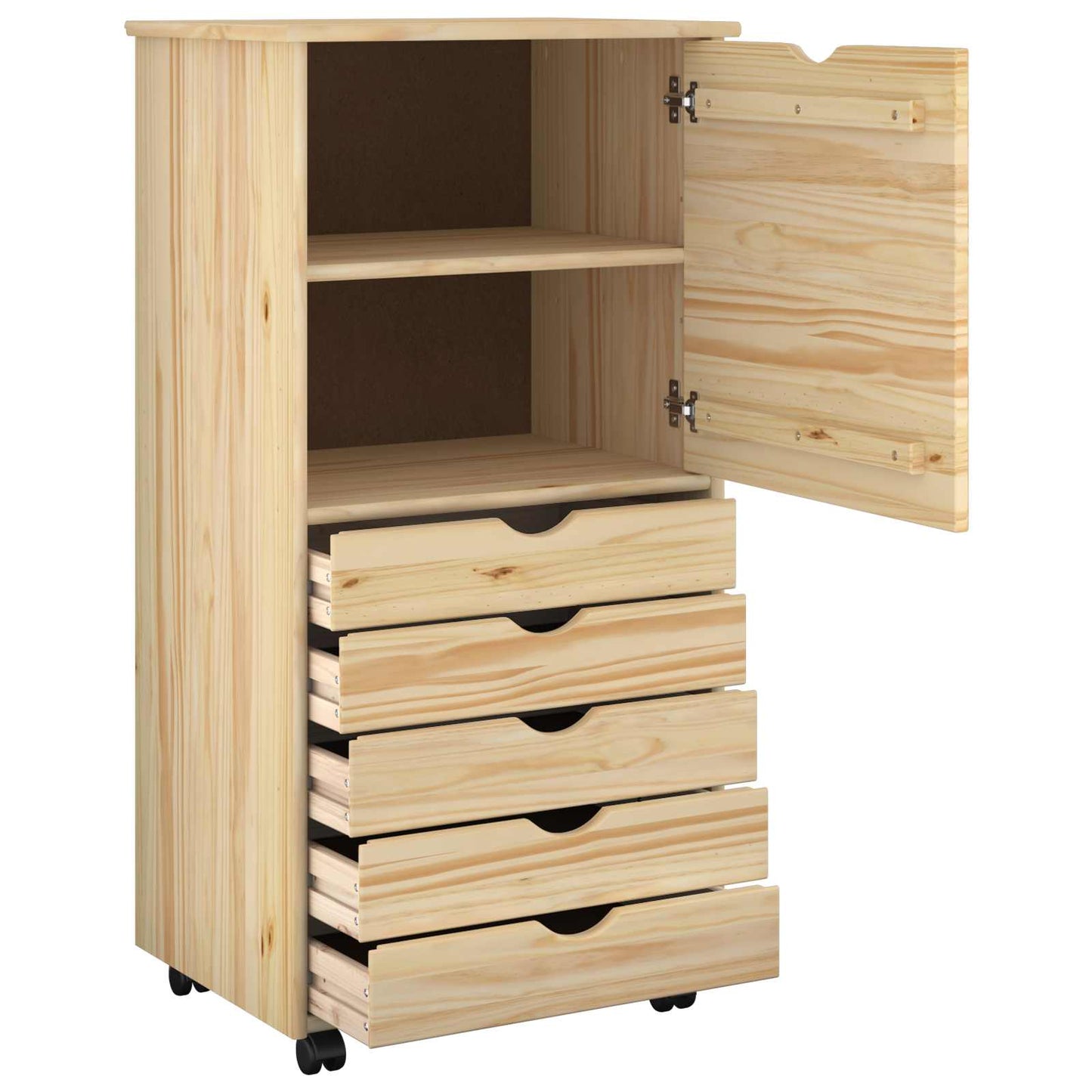Rolling Kast met wiel Bruin 53 x 39 x 103 cm Massief Vurenhout