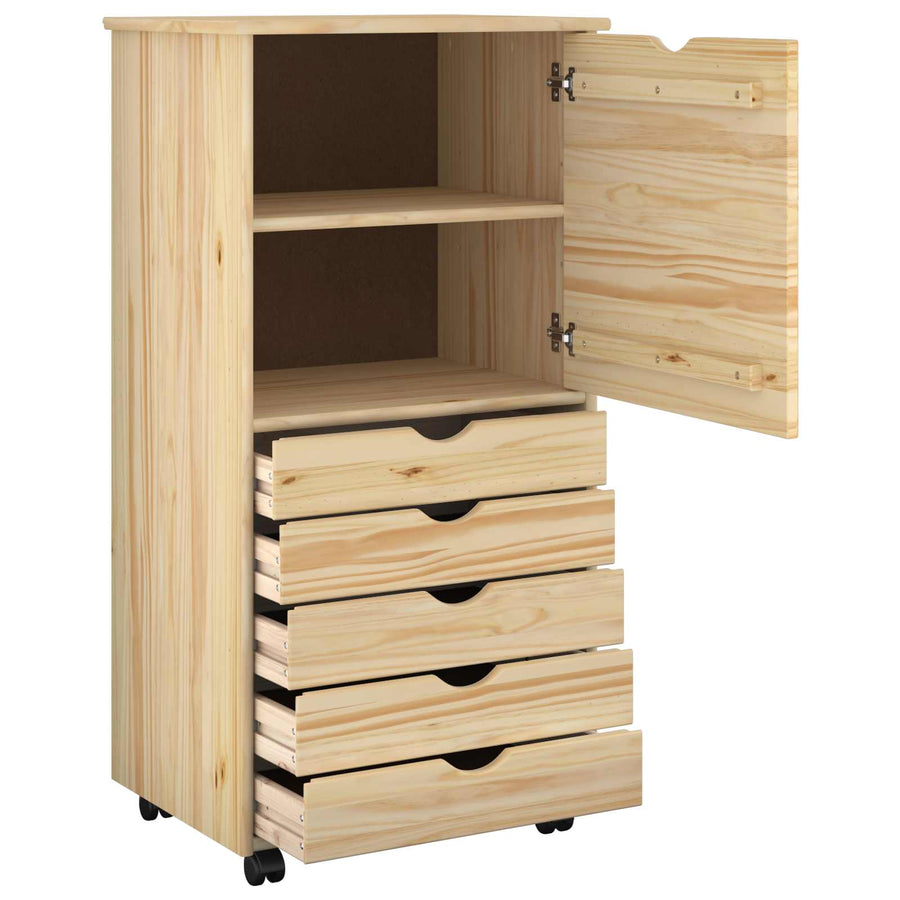 Rolling Kast met wiel Bruin 53 x 39 x 103 cm Massief Vurenhout