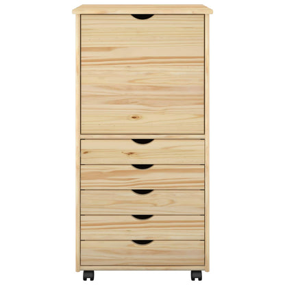 Rolling Kast met wiel Bruin 53 x 39 x 103 cm Massief Vurenhout