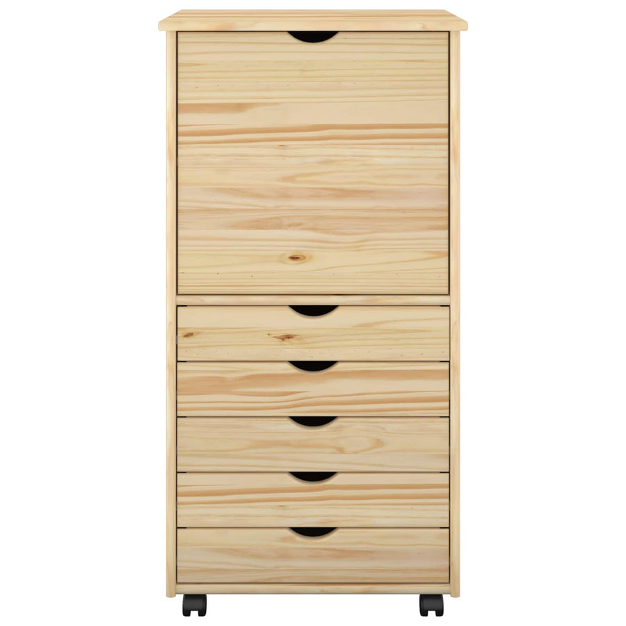Rolling Kast met wiel Bruin 53 x 39 x 103 cm Massief Vurenhout