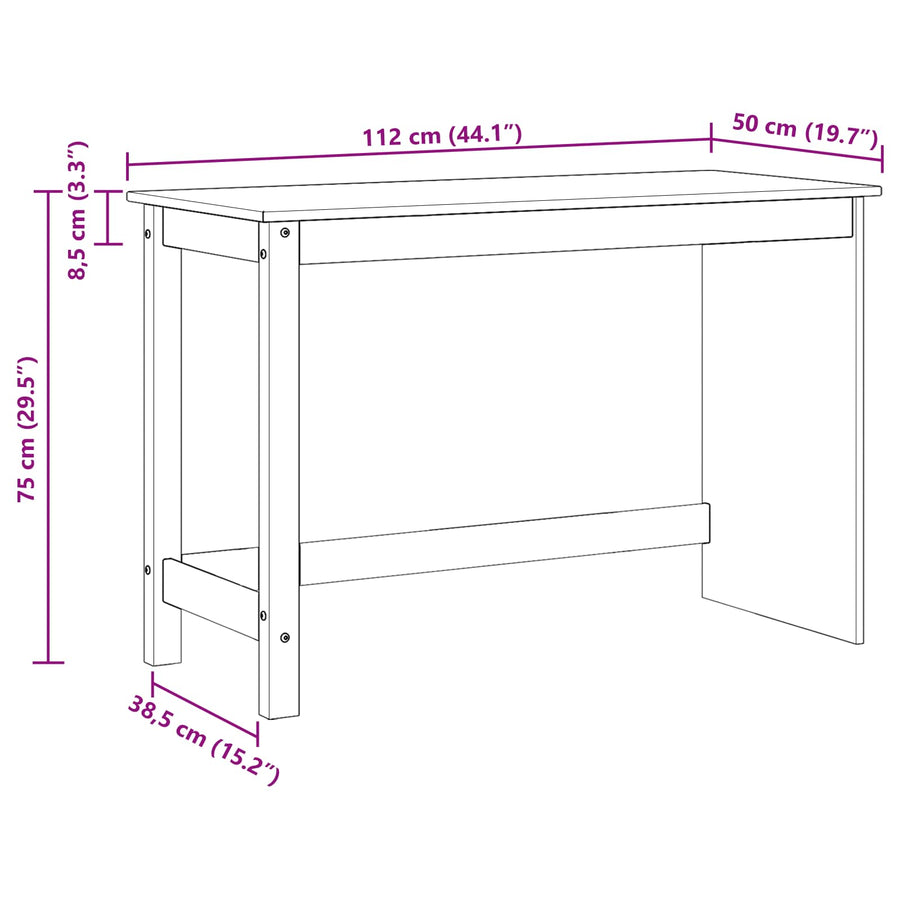 Bureau Bruin 112 x 50 x 75 cm Massief Vurenhout
