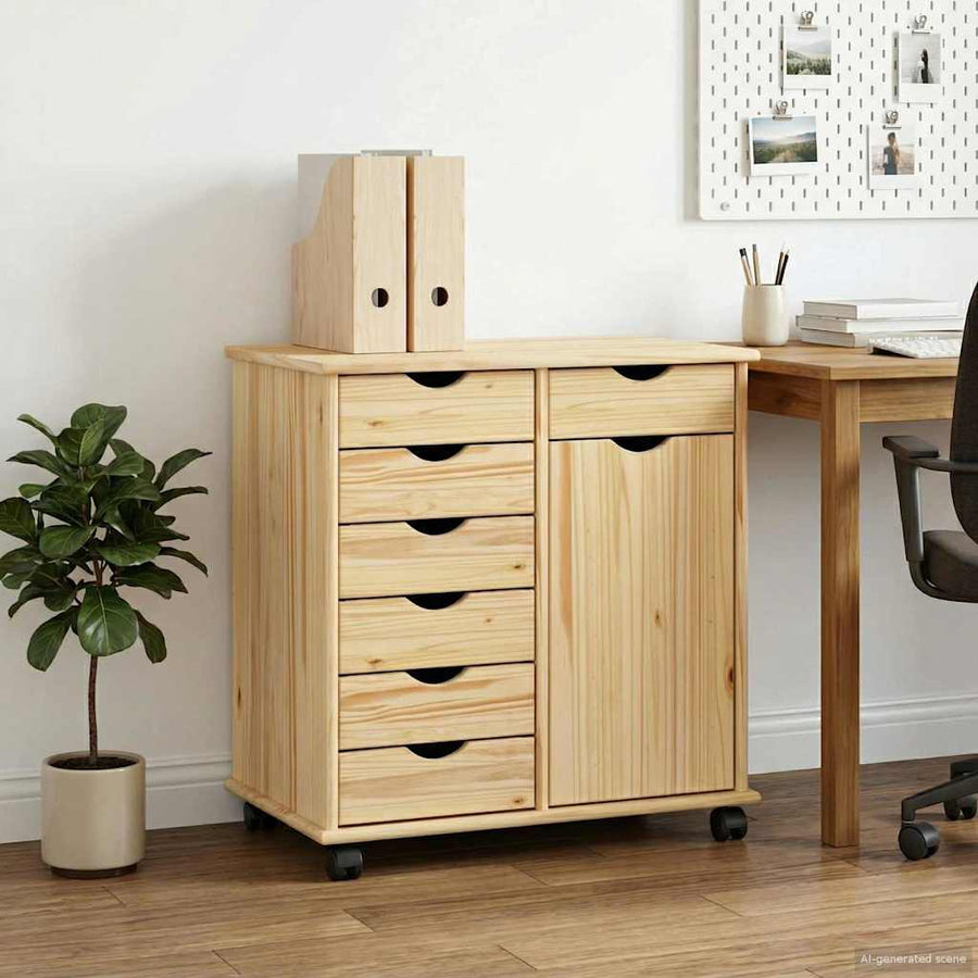 Rolling Kast Bruin 63,5 x 39 x 65,5 cm Massief Vurenhout