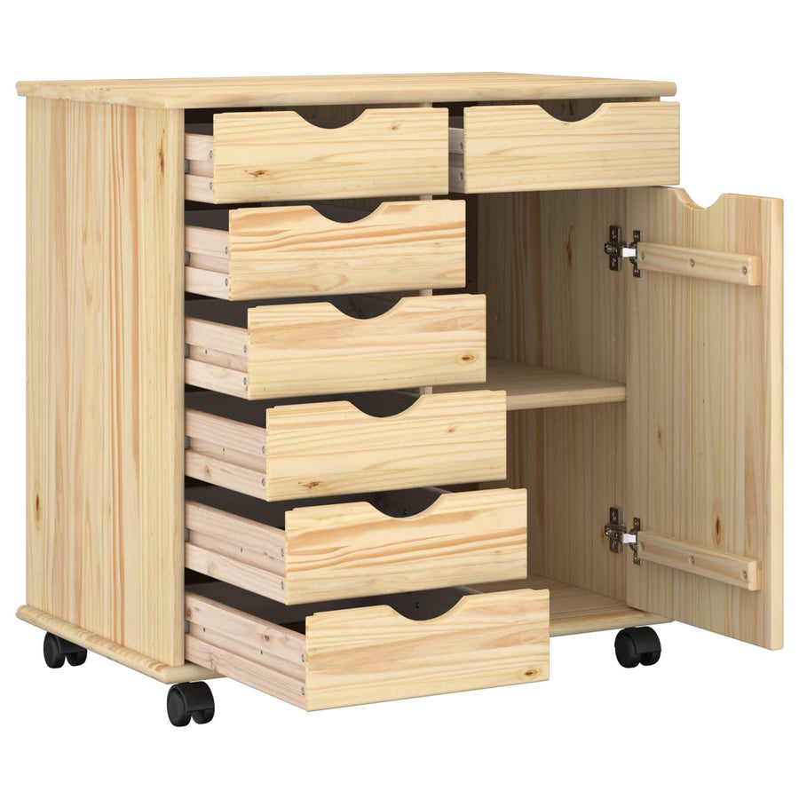 Rolling Kast Bruin 63,5 x 39 x 65,5 cm Massief Vurenhout