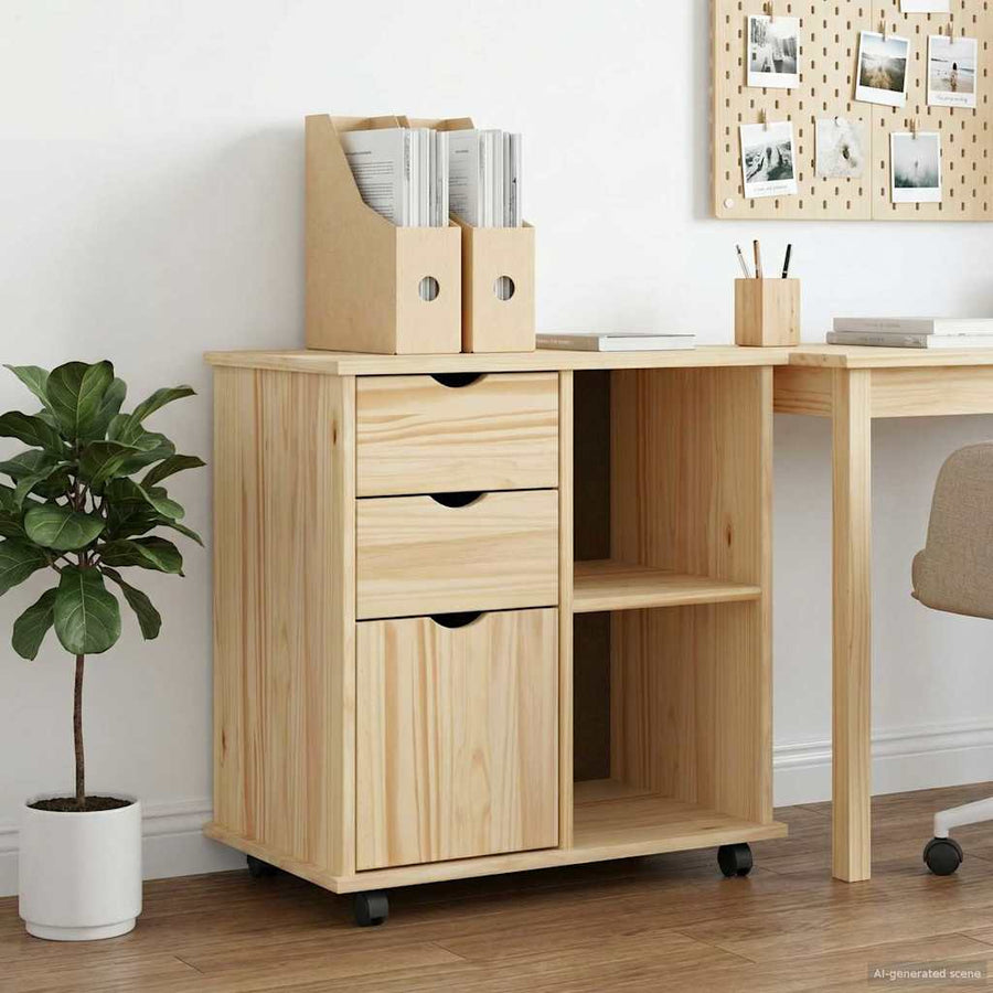 Rolling Kast Bruin 63,5 x 39 x 65,5 cm Massief Vurenhout