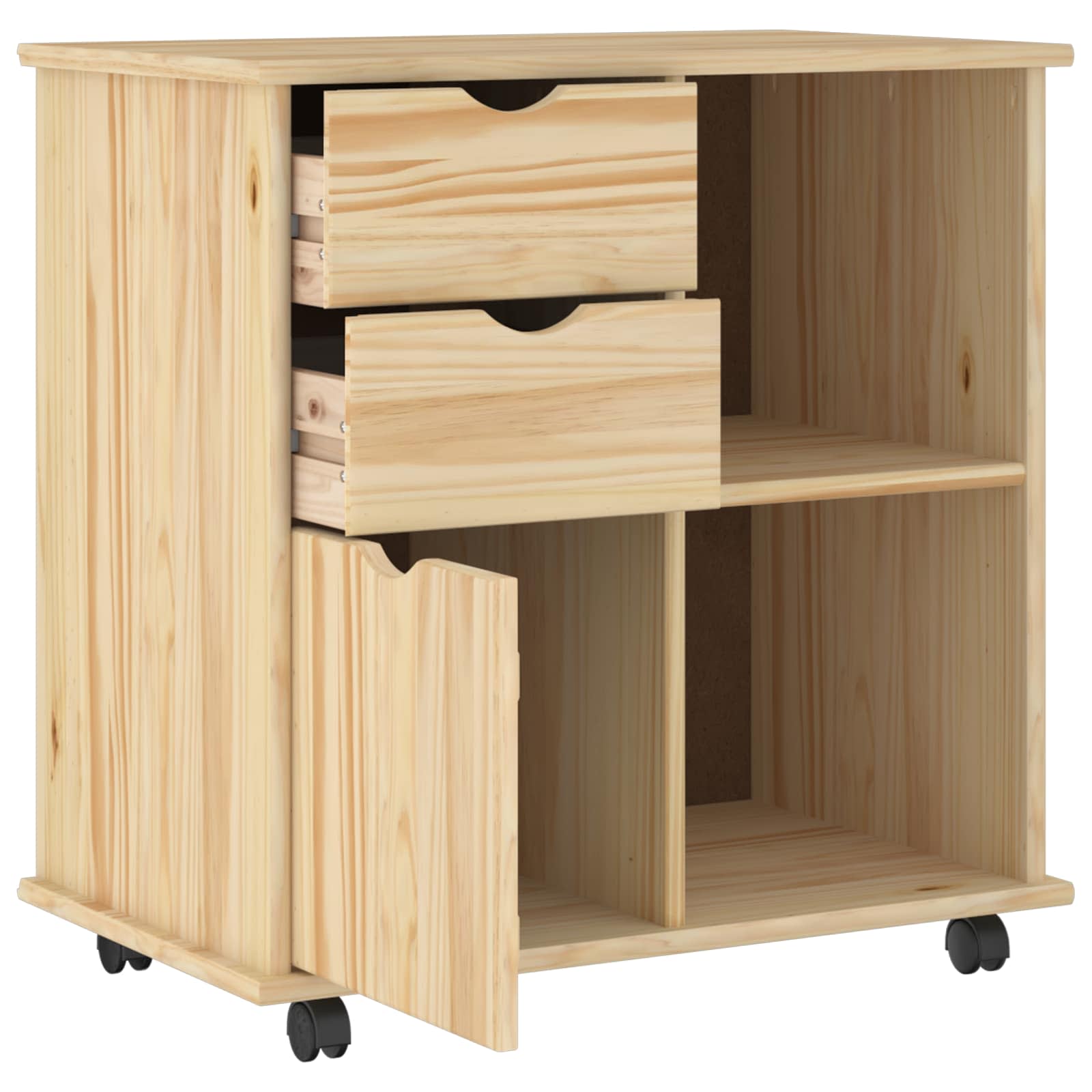 Rolling Kast Bruin 63,5 x 39 x 65,5 cm Massief Vurenhout