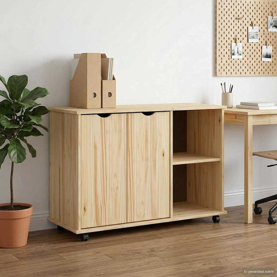 Rolling Kast Bruin 100 x 39 x 65,5 cm Massief Vurenhout
