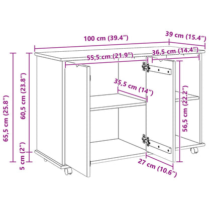 Rolling Kast Bruin 100 x 39 x 65,5 cm Massief Vurenhout