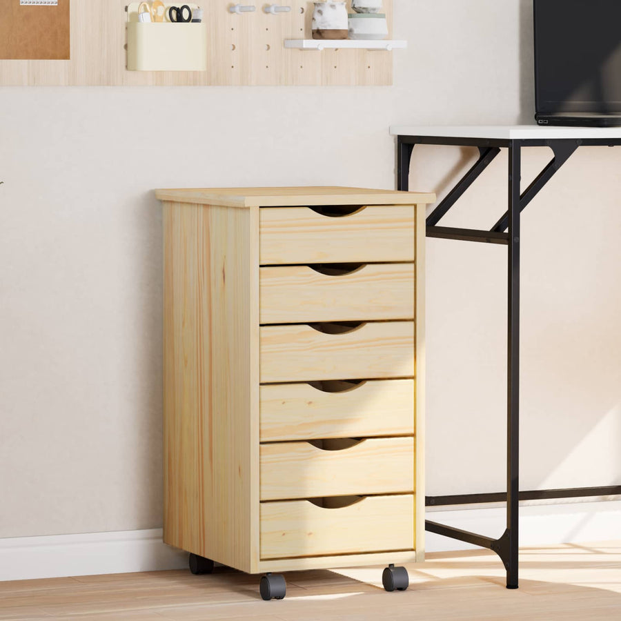 Rolling Cabinet met Laden MOSS Heldere Vernis 34 x 39 x 65,5 cm