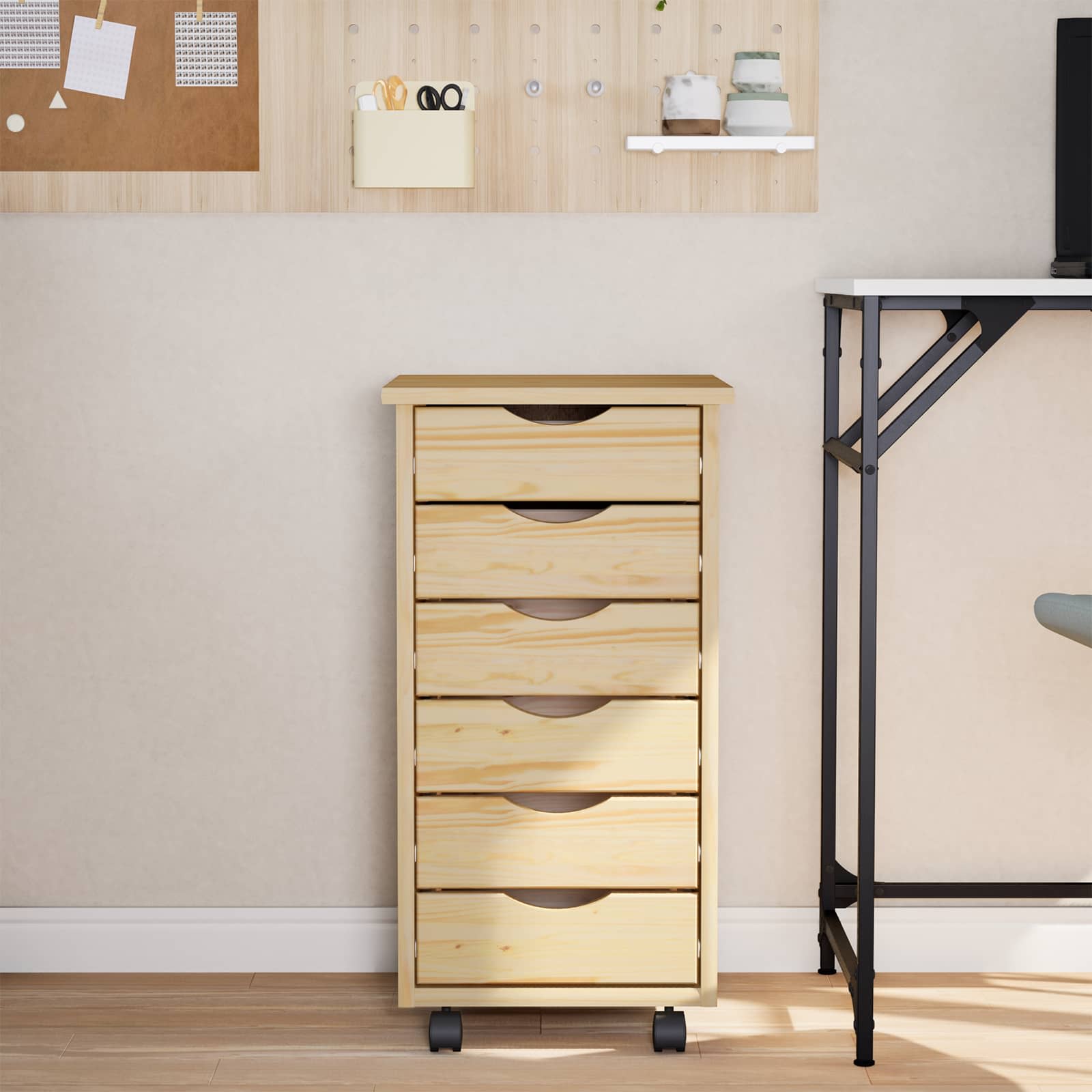 Rolling Cabinet met Laden MOSS Heldere Vernis 34 x 39 x 65,5 cm