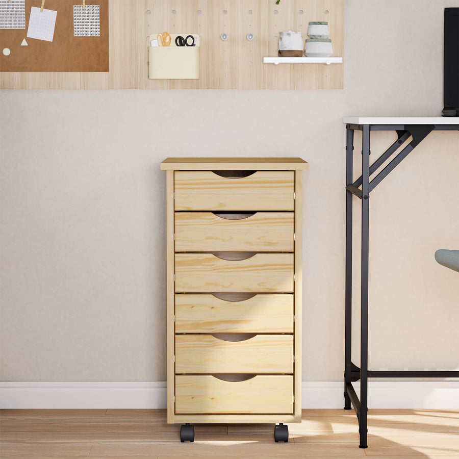 Rolling Cabinet met Laden MOSS Heldere Vernis 34 x 39 x 65,5 cm