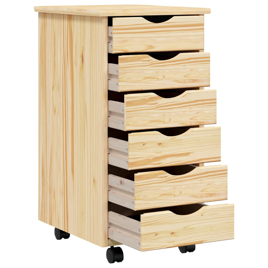 Rolling Cabinet met Laden MOSS Heldere Vernis 34 x 39 x 65,5 cm