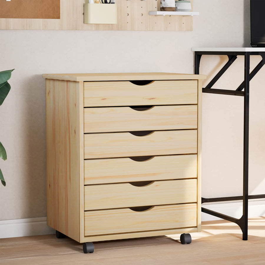 Rolling Cabinet met Laden MOSS Heldere Vernis 53 x 39 x 65,5 cm