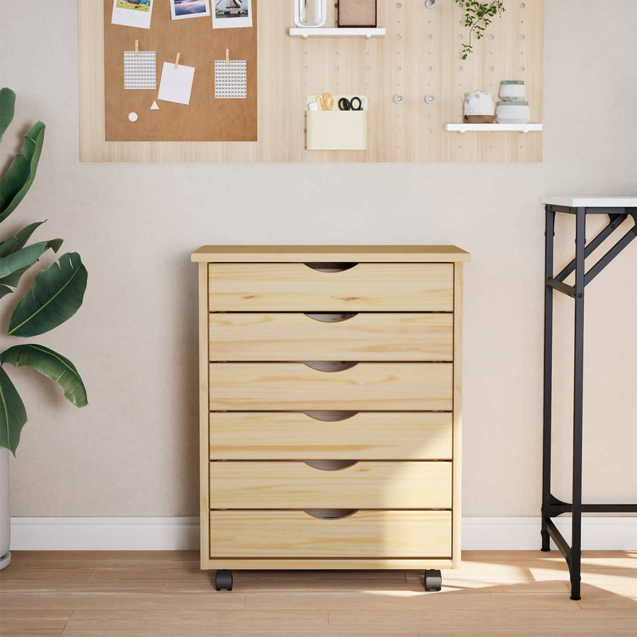 Rolling Cabinet met Laden MOSS Heldere Vernis 53 x 39 x 65,5 cm