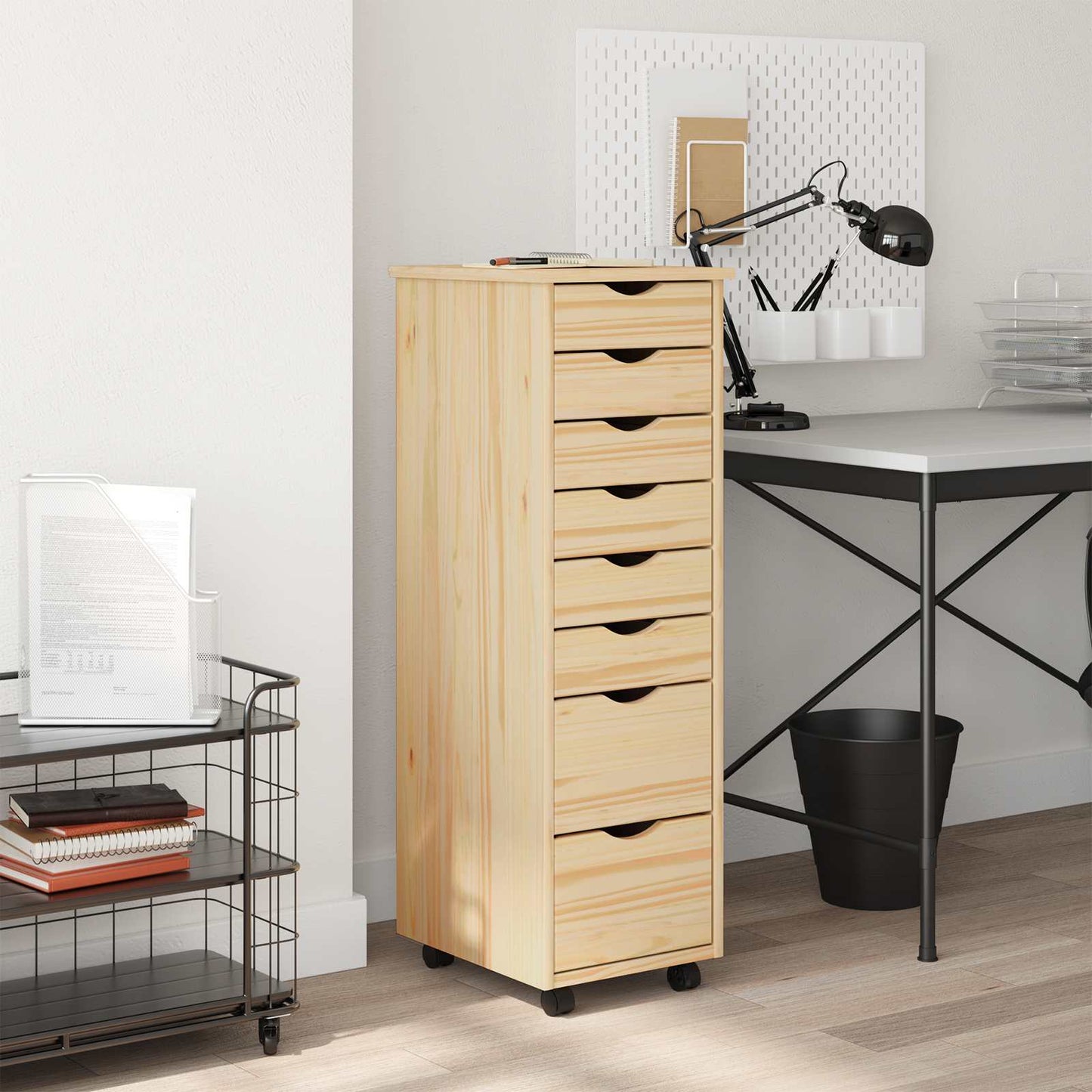 Rolling Cabinet met Laden MOSS Heldere Vernis 34 x 39 x 103 cm