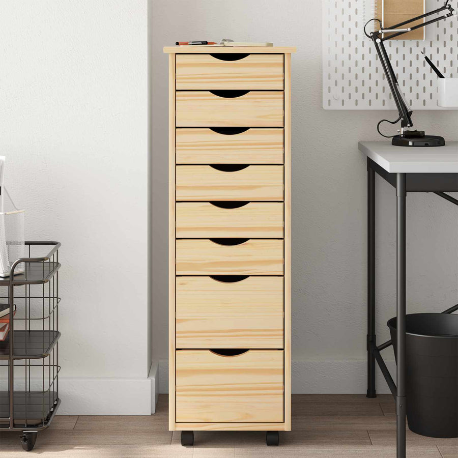 Rolling Cabinet met Laden MOSS Heldere Vernis 34 x 39 x 103 cm
