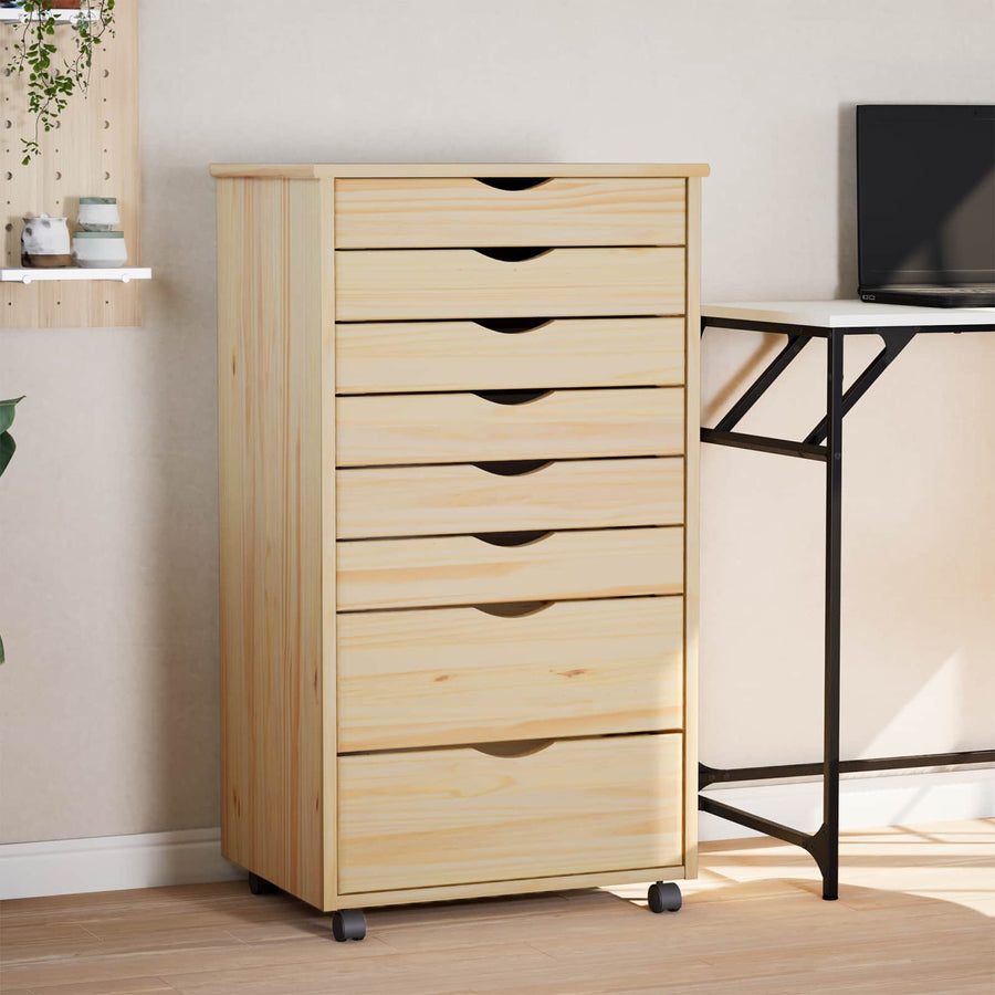 Rolling Cabinet met Laden MOSS Heldere Vernis 53 x 39 x 103 cm