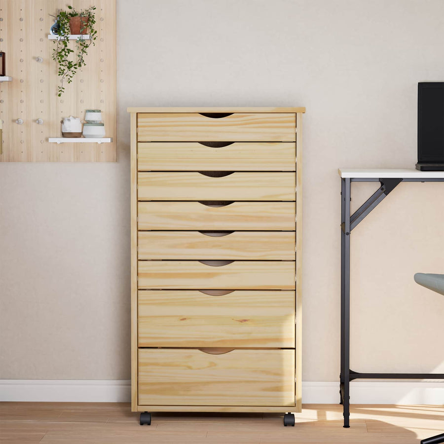Rolling Cabinet met Laden MOSS Heldere Vernis 53 x 39 x 103 cm
