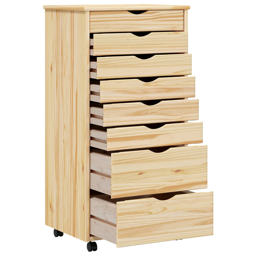 Rolling Cabinet met Laden MOSS Heldere Vernis 53 x 39 x 103 cm