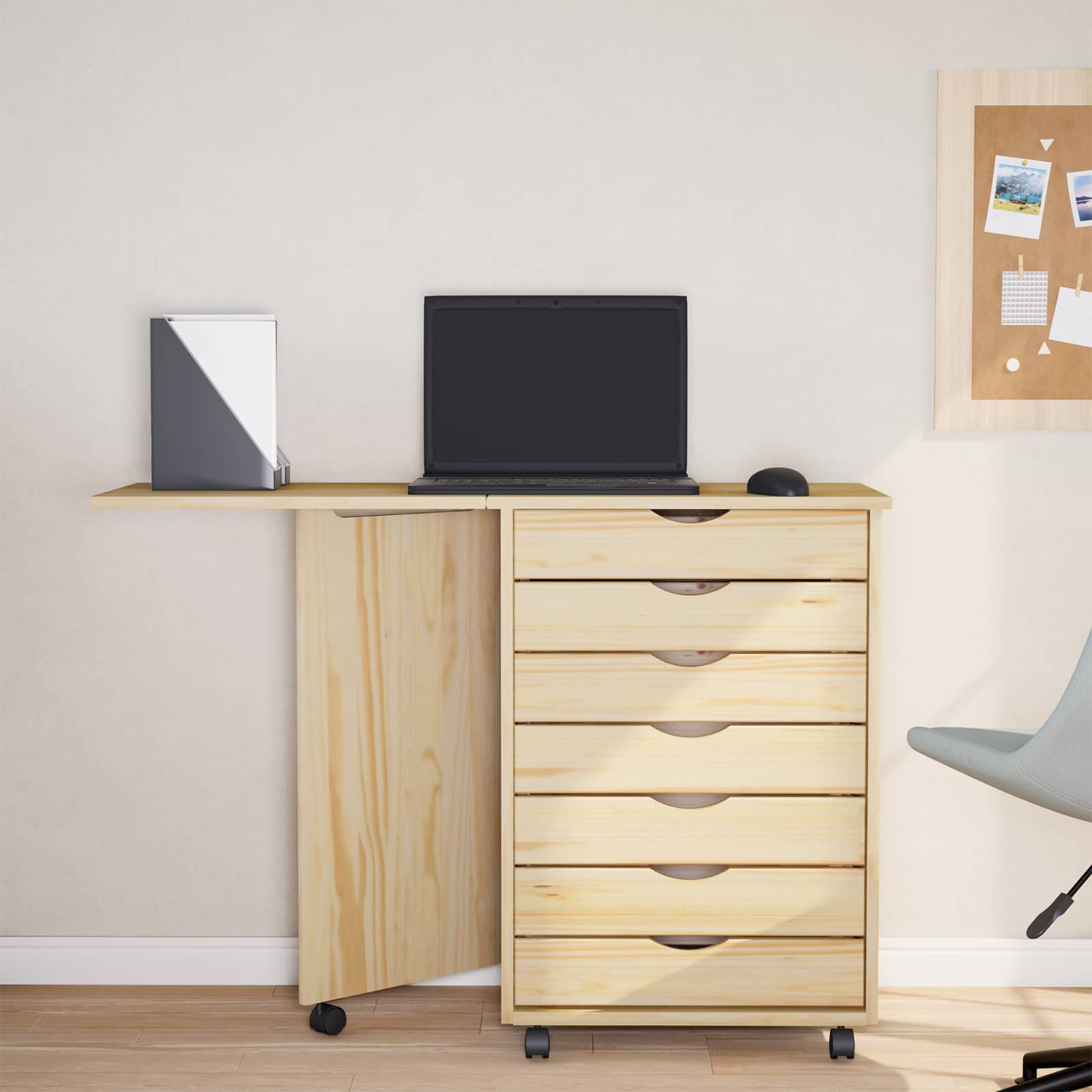 Rolkast met Bureau MOSS Heldere Vernis 105,5 x 39 x 74,5 cm