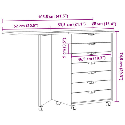 Rolkast met Bureau MOSS Heldere Vernis 105,5 x 39 x 74,5 cm