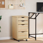 Rolling Cabinet with Desk MOSS Clear Varnish 34 x 39 x 65.5 cm