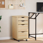 Rolkast met bureau massief grenenhout 34x39x65,5 cm