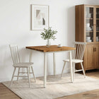 Eettafel 90x90x75 cm massief acaciahout wit staal