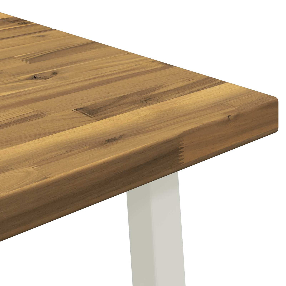 140 x 70 x 75 cm Massief Acaciahout Wit Rechthoekig