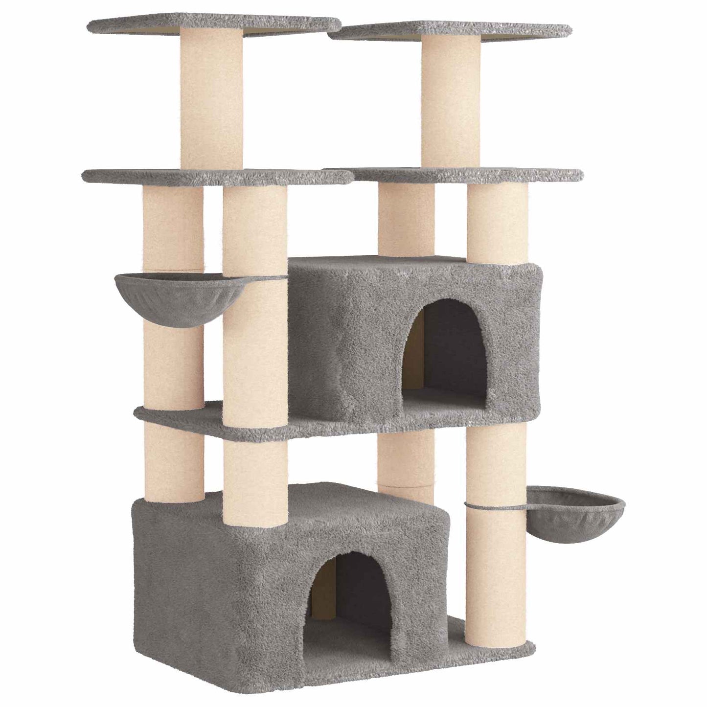 Kattenboom met sisal krabpalen 2 st Lichtgrijs 147 cm