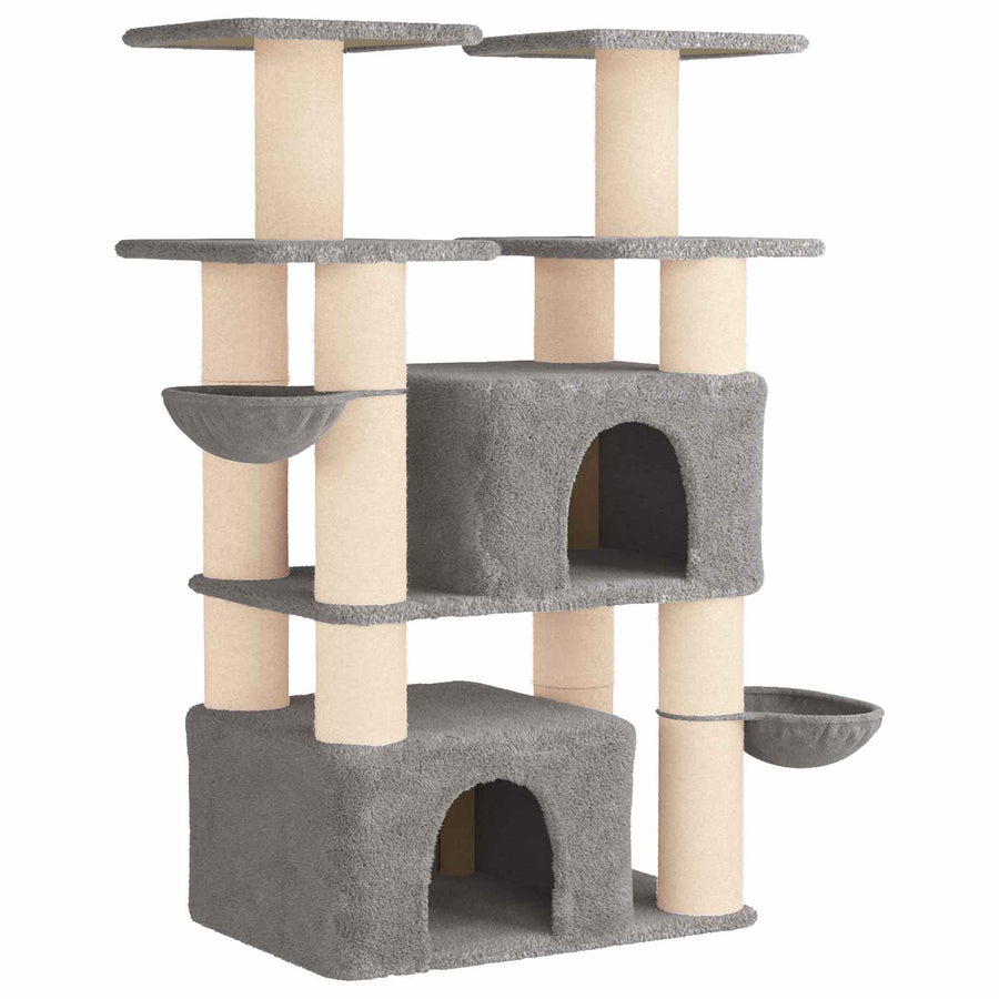 Kattenboom met sisal krabpalen 2 st Lichtgrijs 147 cm