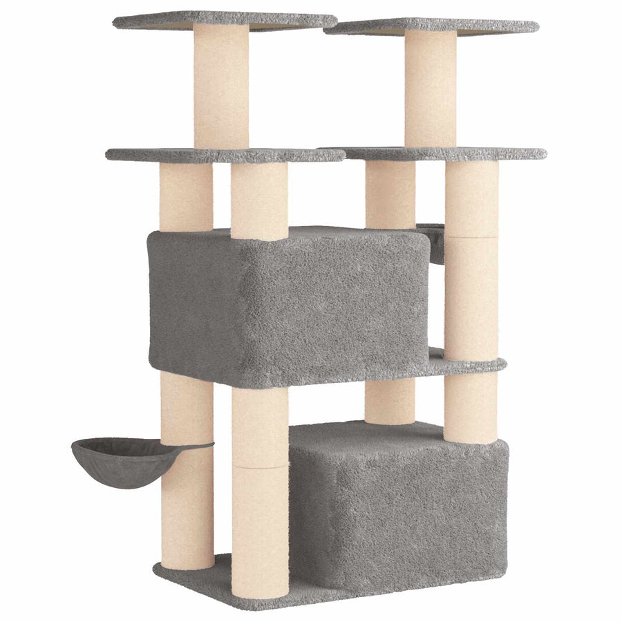 Kattenboom met sisal krabpalen 2 st Lichtgrijs 147 cm