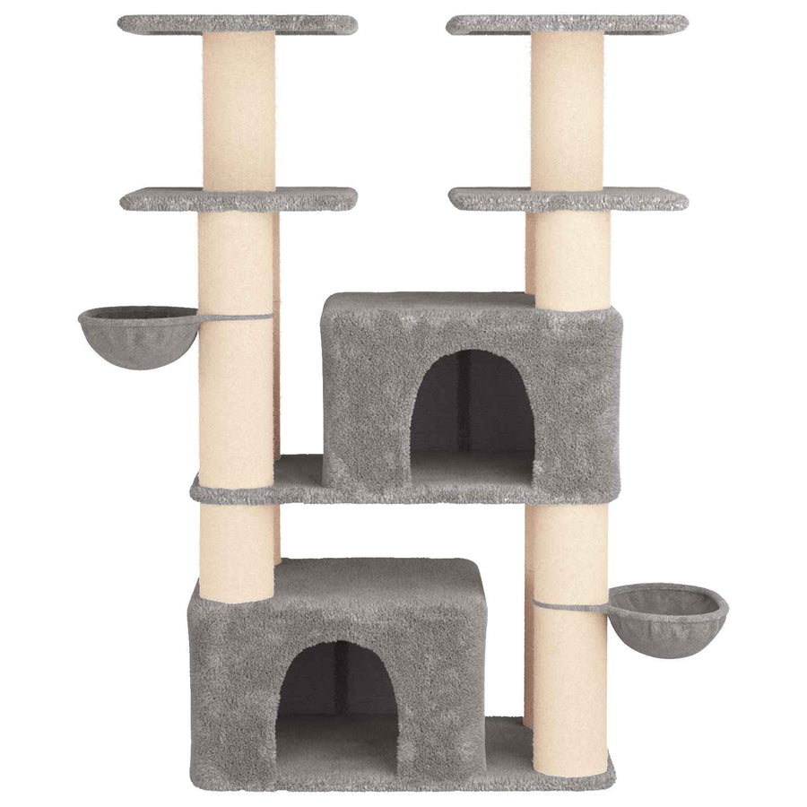 Kattenboom met sisal krabpalen 2 st Lichtgrijs 147 cm