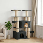 Kattenboom 147 cm donkergrijs sisal