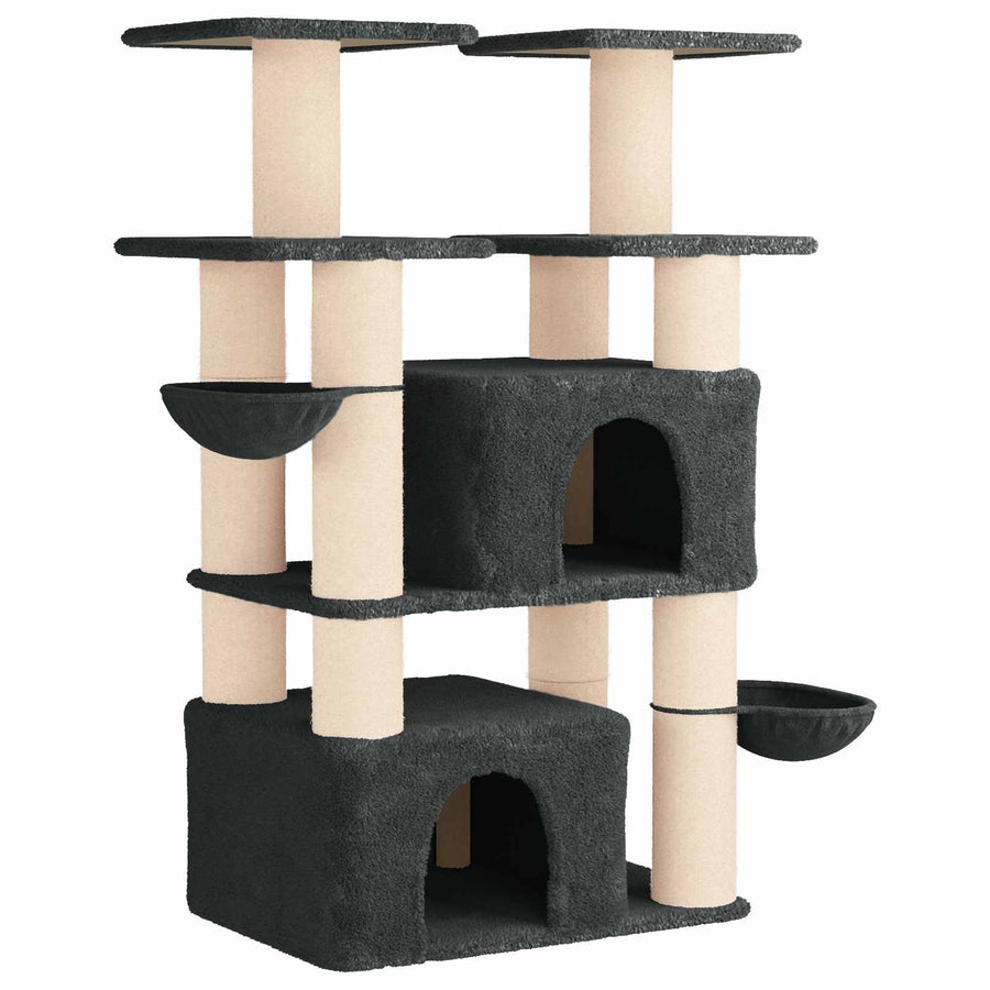 Kattenboom met sisal krabpalen 2 st Donkergrijs 147 cm