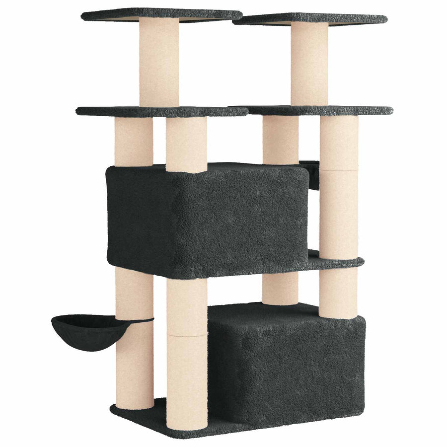 Kattenboom met sisal krabpalen 2 st Donkergrijs 147 cm