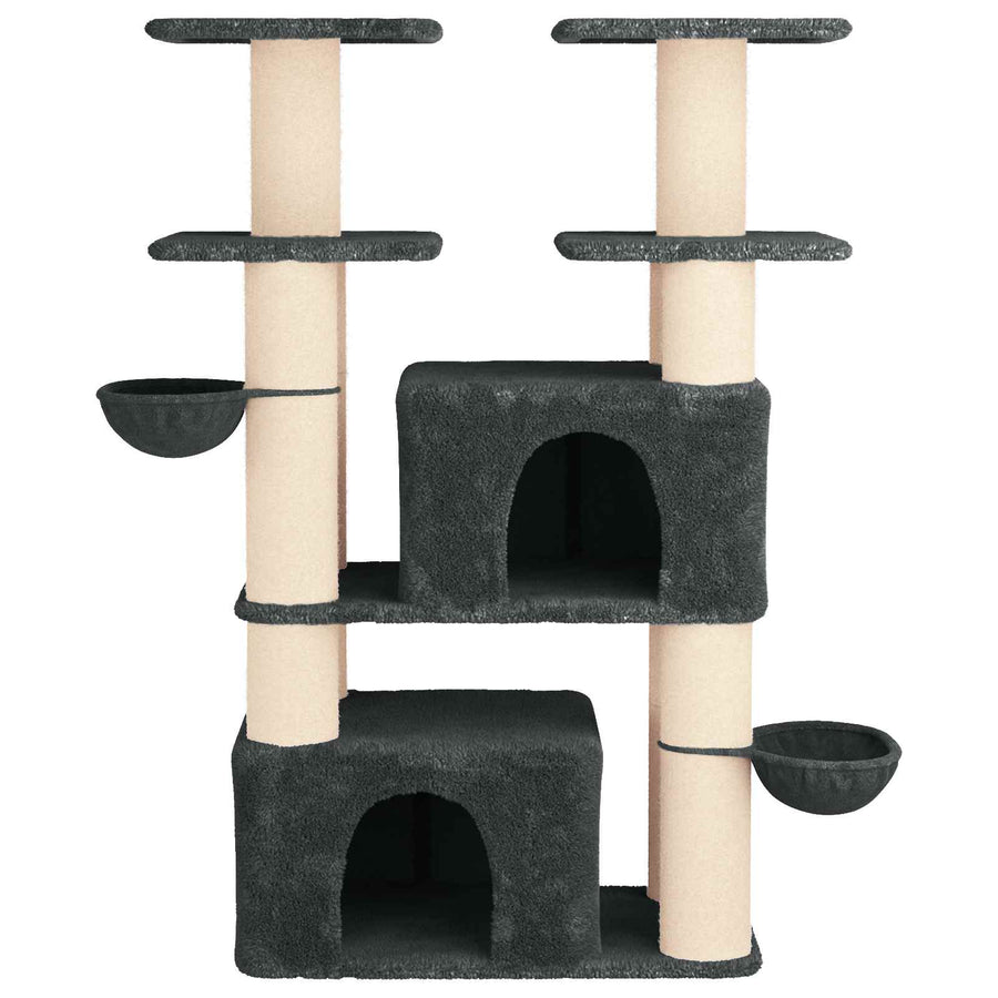 Kattenboom met sisal krabpalen 2 st Donkergrijs 147 cm