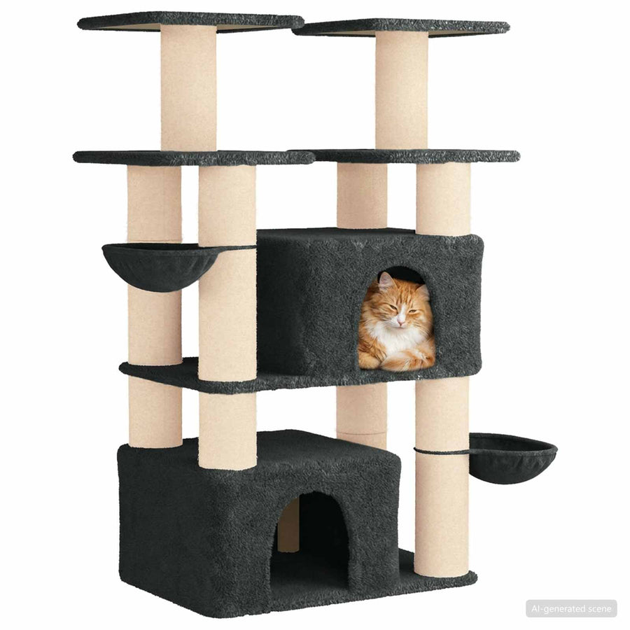 Kattenboom met sisal krabpalen 2 st Donkergrijs 147 cm