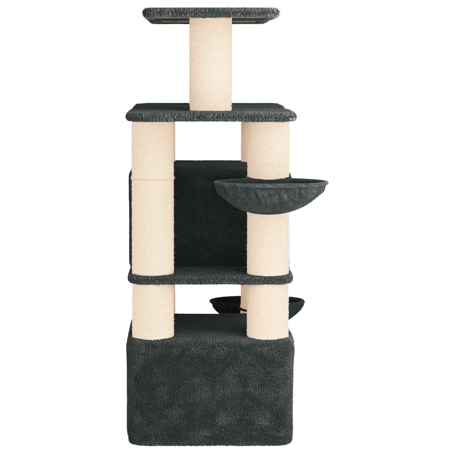Kattenboom met sisal krabpalen 2 st Donkergrijs 147 cm